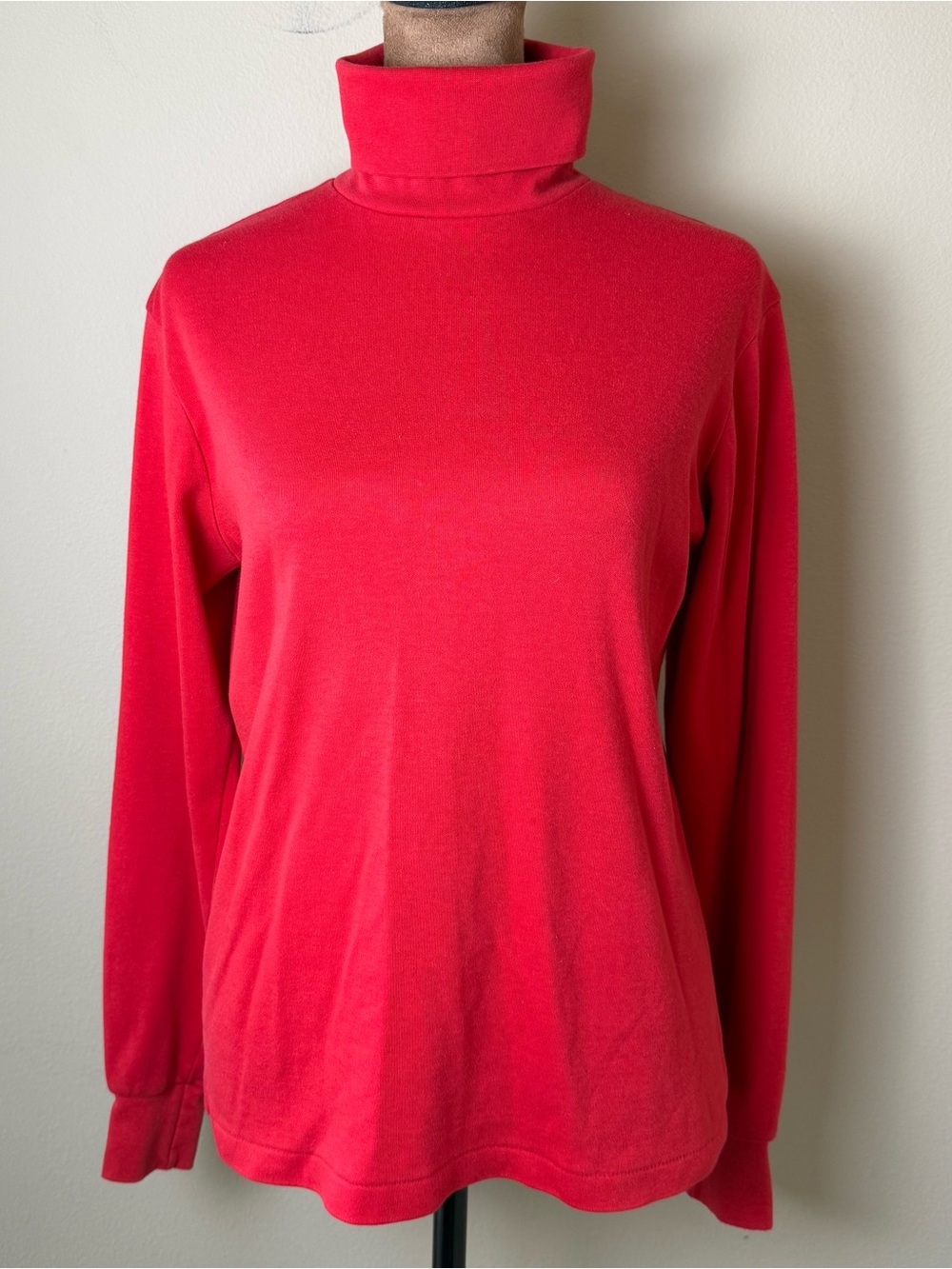 Vintage Lands End Turtleneck Shirt Top Womens Small Red Made in USA 80s 90s